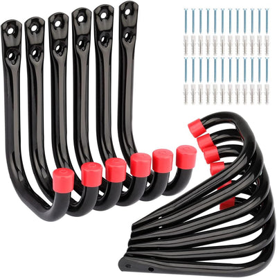 12 Ganchos J Almacenamiento Garaje 4.1" Negro Rojo