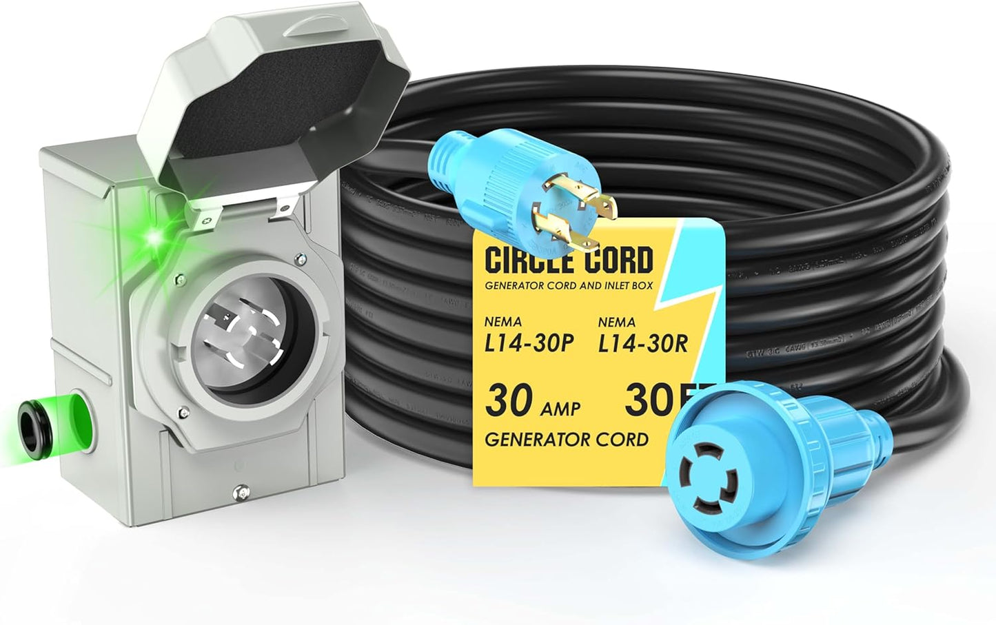 Cable extensión generador 30 pies 30A NEMA L14-30P/L14-30R