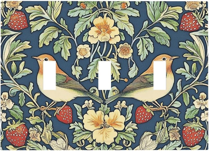 Placa interruptor pared vintage william morris 3 segmentos