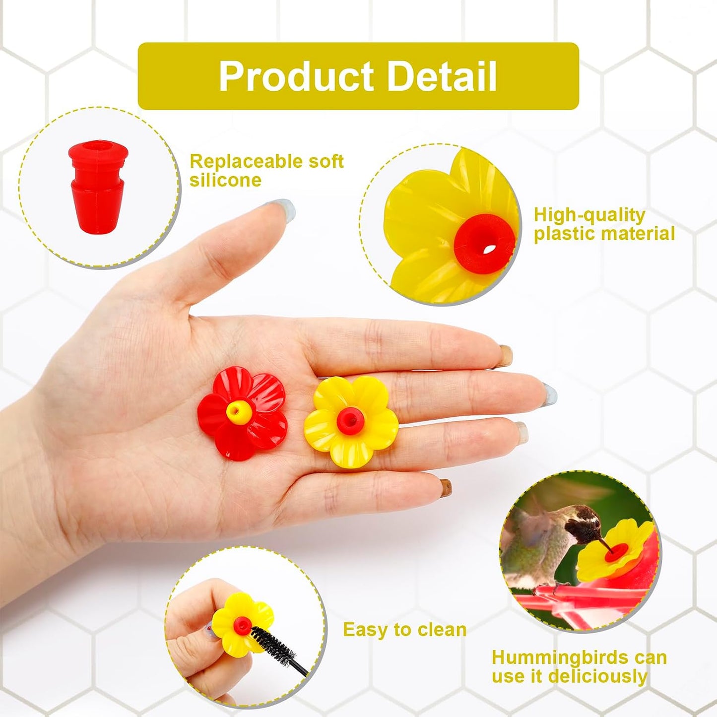 30 Pzas Alimentador Colibríes Cepillo Limpieza Colgar 3 Colores