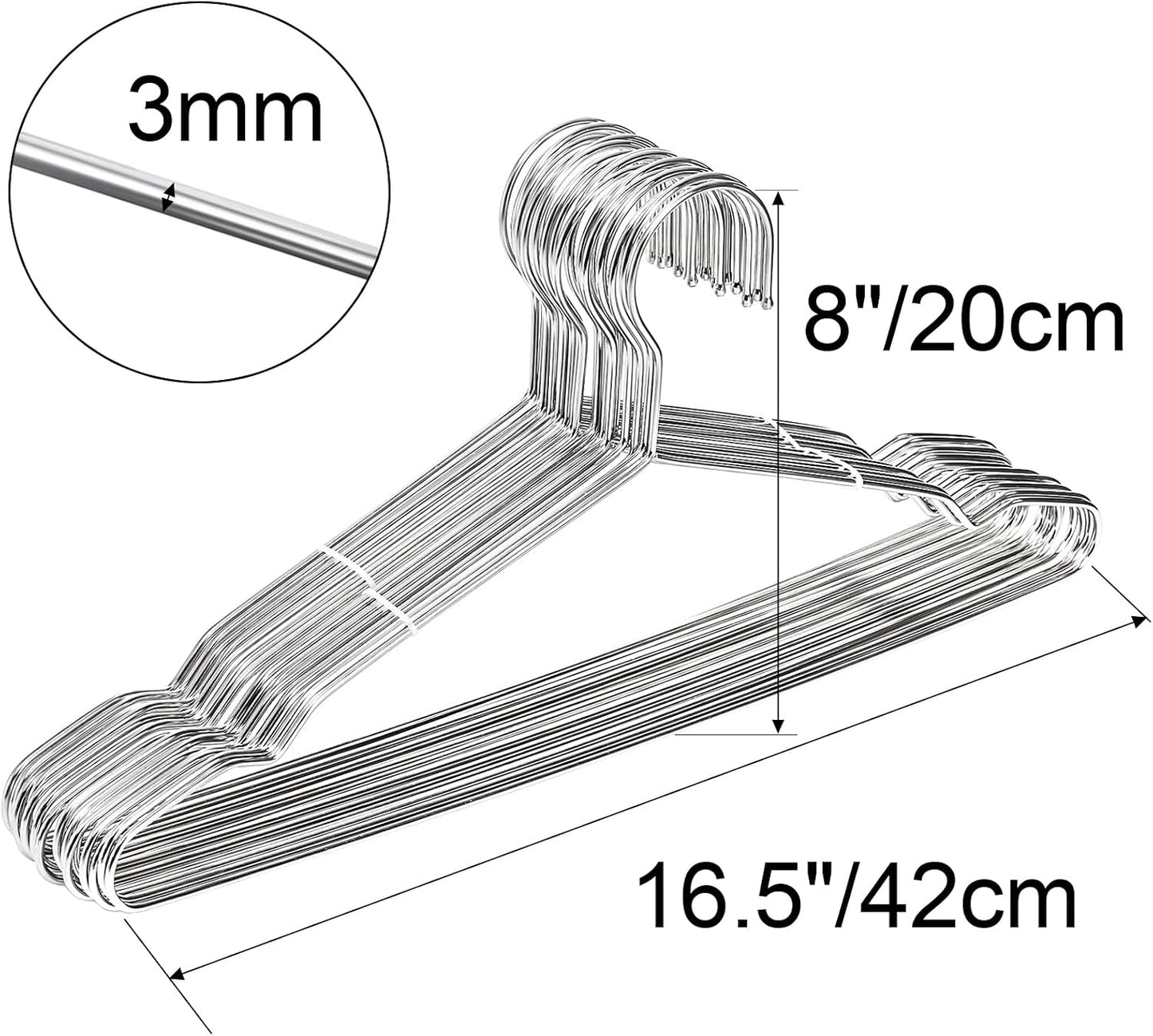 50 Perchas Acero Inox 16.5"