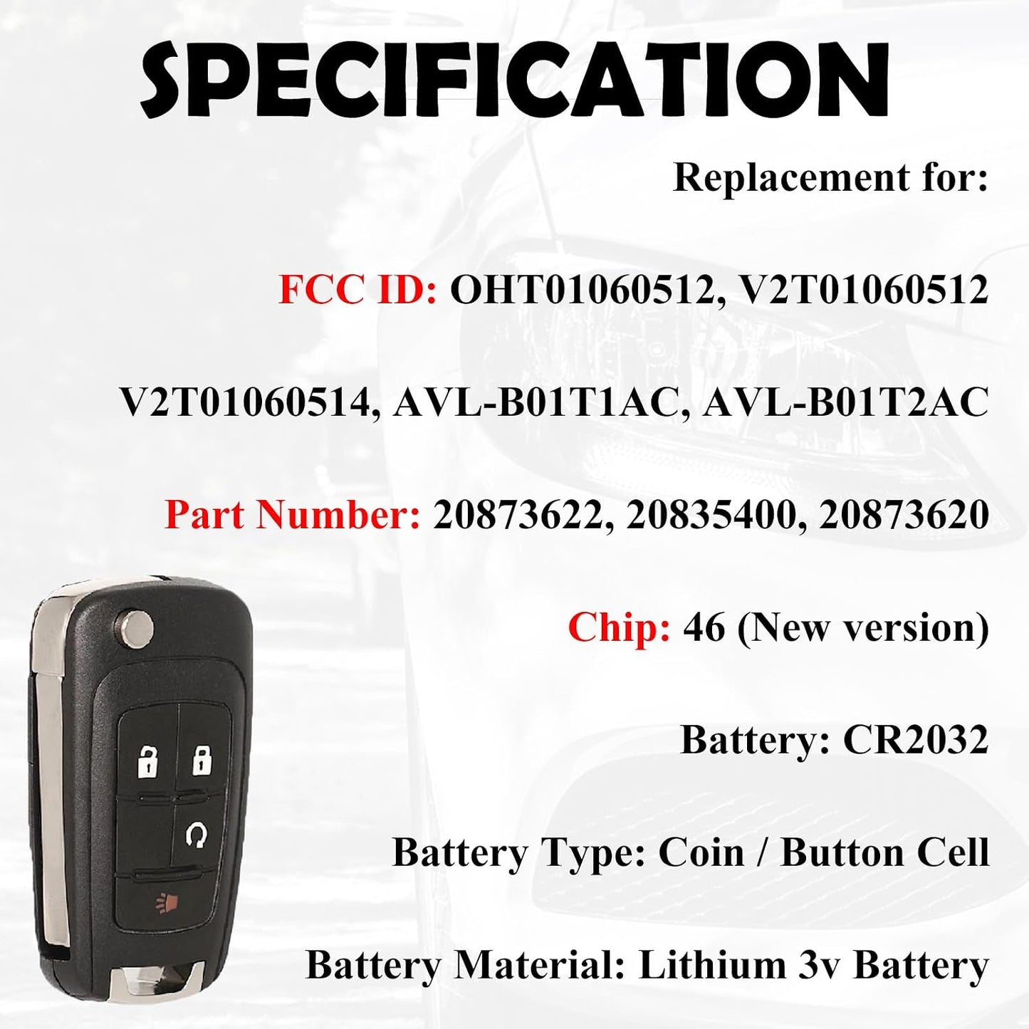 Llavero repuesto control remoto GMC Terrain 10-21