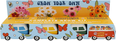 Kit 4 macetas cerámica retro con semillas flores