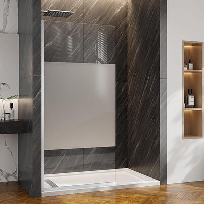 Pantalla ducha 36x76pulg vidrio templado fija con herrajes