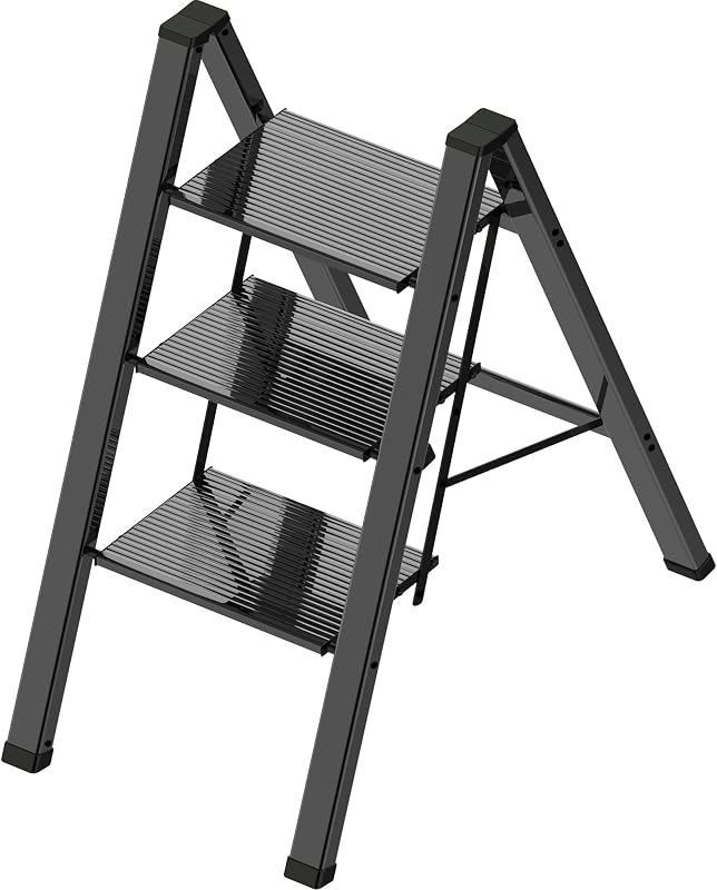 Escalera plegable 3 escalones aluminio negro 330lb