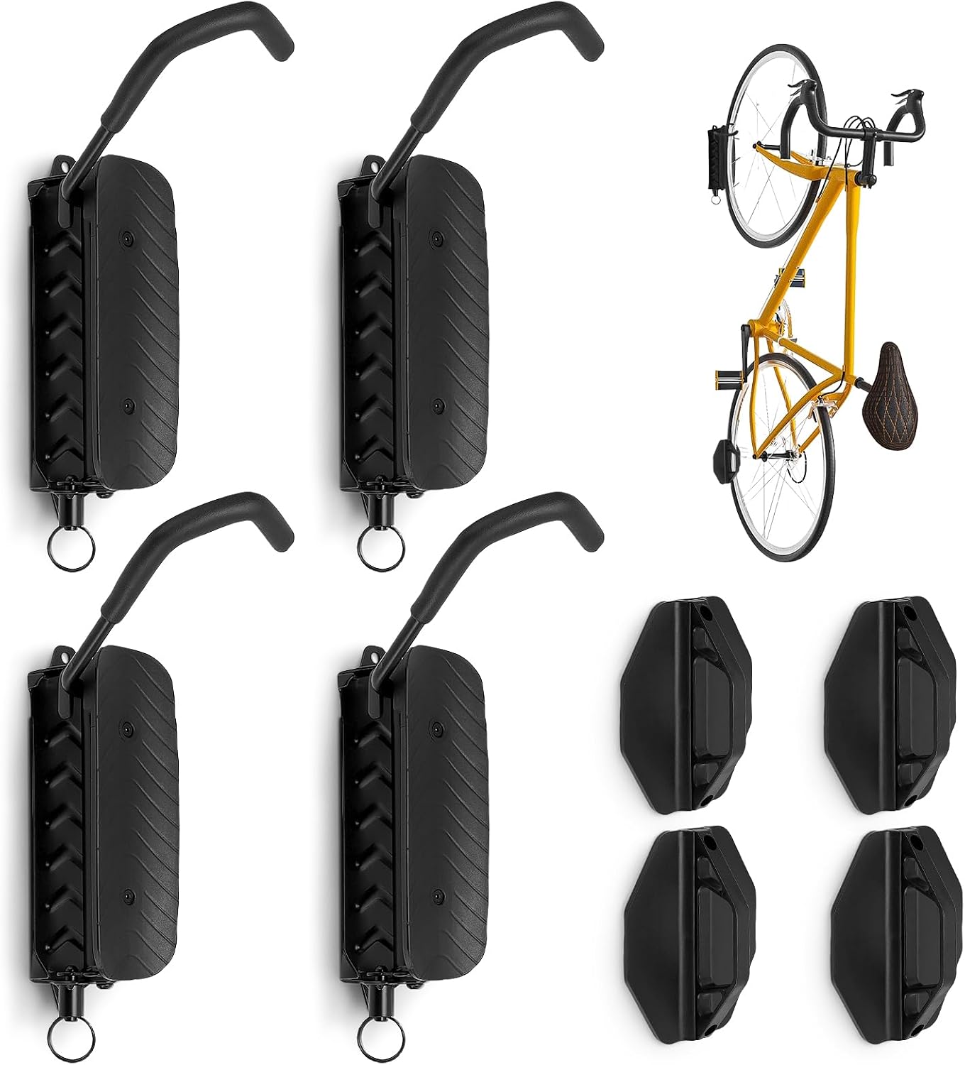 Soporte pared bicicleta ganchos verticales negro pack 2