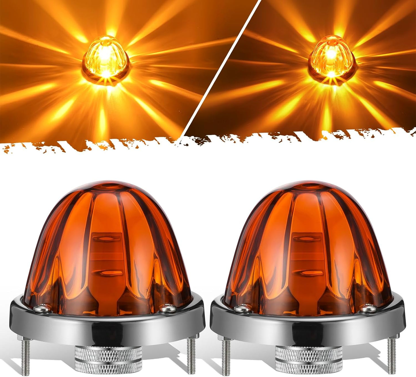 2 Pzas Luces Giro LED Ámbar Vidrio Sandía Repuesto Kenworth