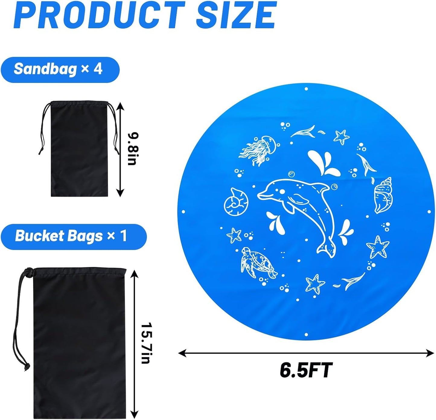 Piscina playa bebé 6.5x6.5ft manta 2en1 impermeable