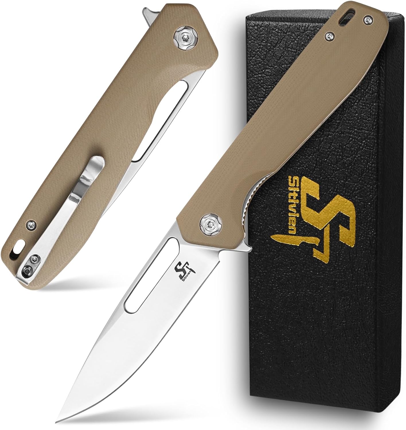 Cuchillo plegable acero 8Cr18Mov mango G10 EDC desierto