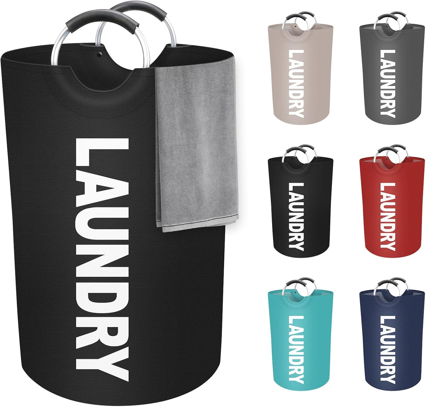 Cesta ropa sucia 75L plegable impermeable con asas aluminio