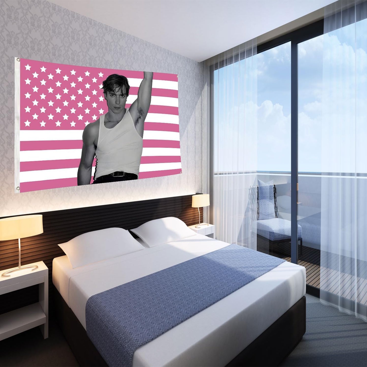 Bandera Nicholas Chávez 3x5ft rosa dormitorio universitario