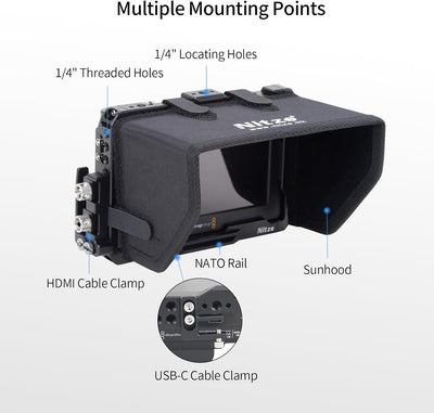 Kit jaula Blackmagic Video Assist 5 HDMI USB-C abrazaderas