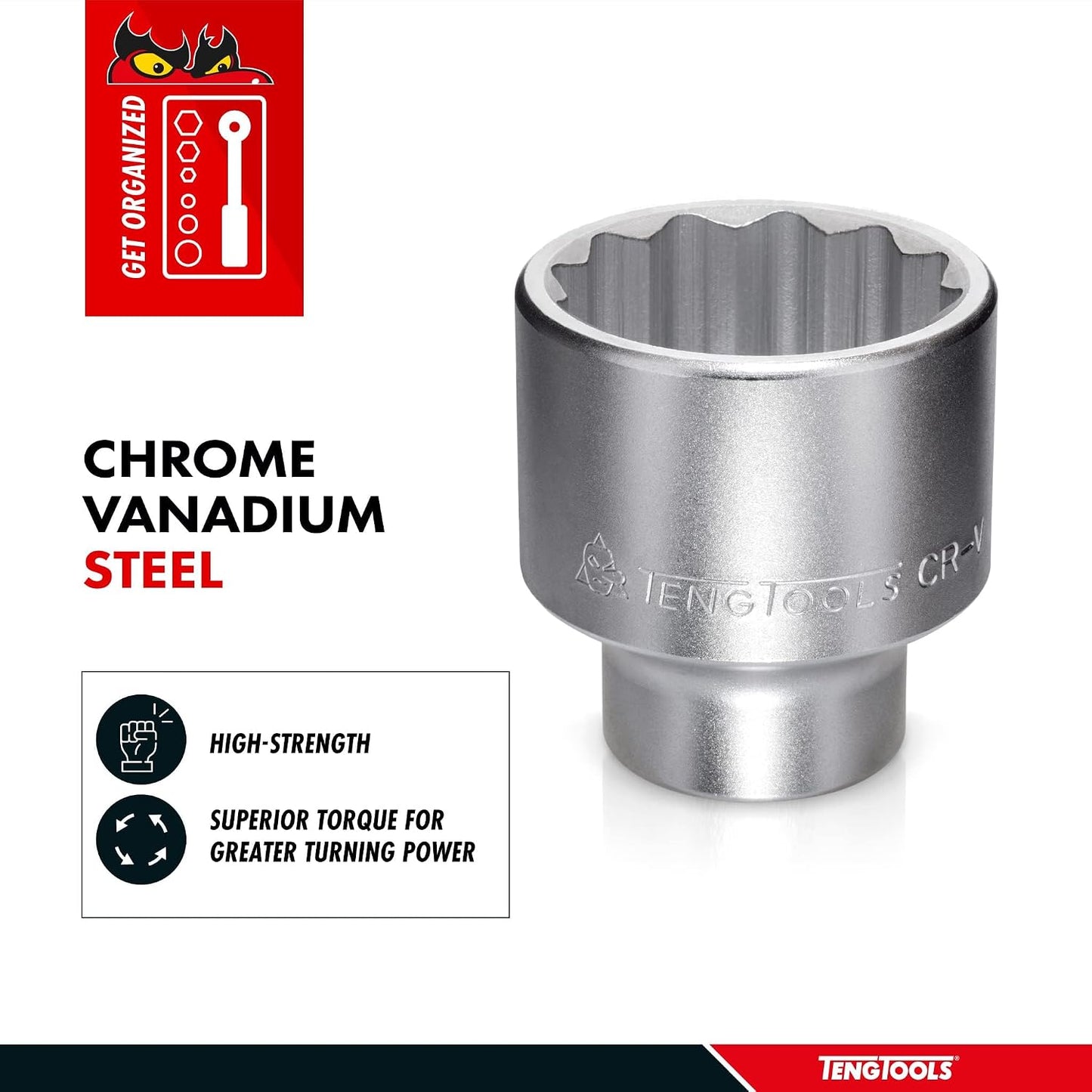 Socket 46mm 1 pulg 12 puntos métrico cromo vanadio
