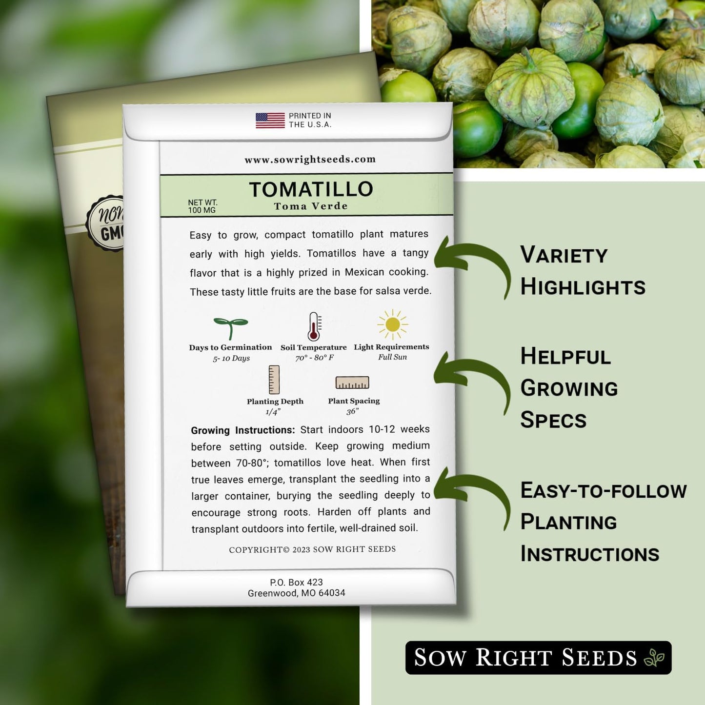 Semillas tomatillo Toma Verde paq reliquia para huerto casero