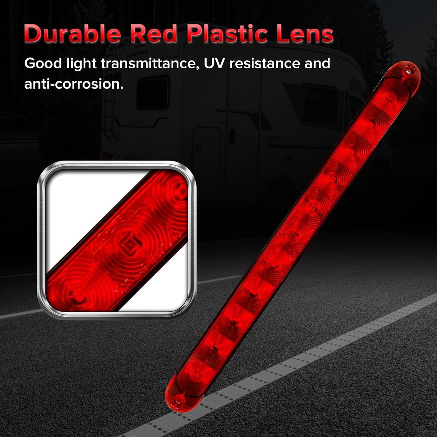Barra luz LED roja 15pulg doble brillo para camioneta IP65