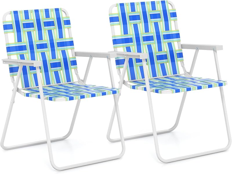 Silla plegable para patio y playa con reposabrazos set 2