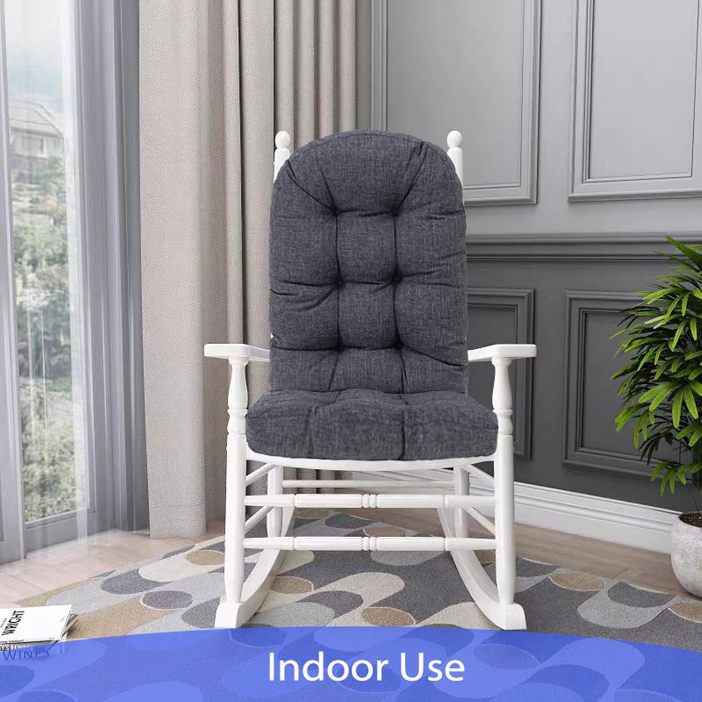 Cojín silla mecedora Adirondack 49x19" color negro