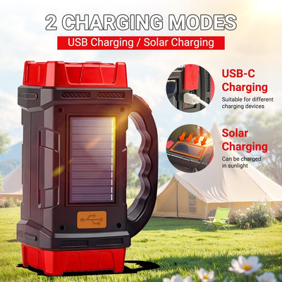 Linterna solar recargable 4 modos USB-C impermeable