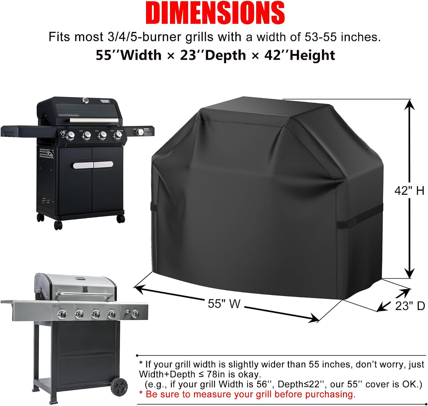 Cubierta parrilla gas 55pulg impermeable resistente UV