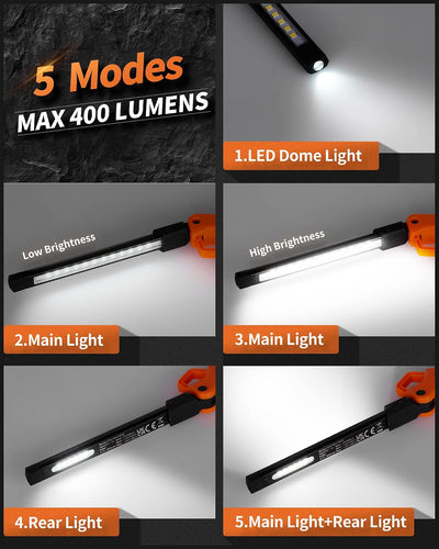 Luz trabajo recargable 400lm magnética para auto