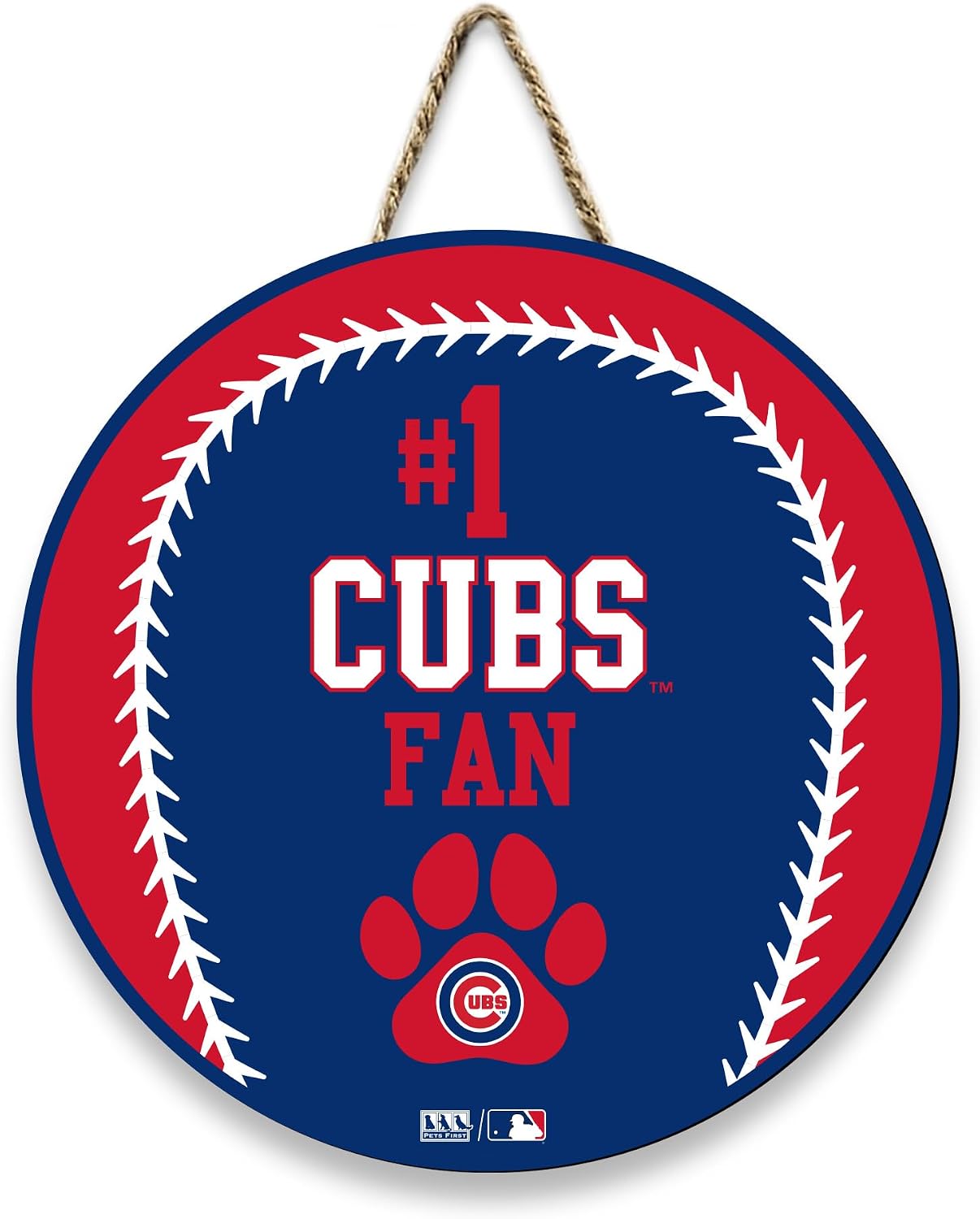 Letrero MLB Chicago Cubs forma béisbol madera