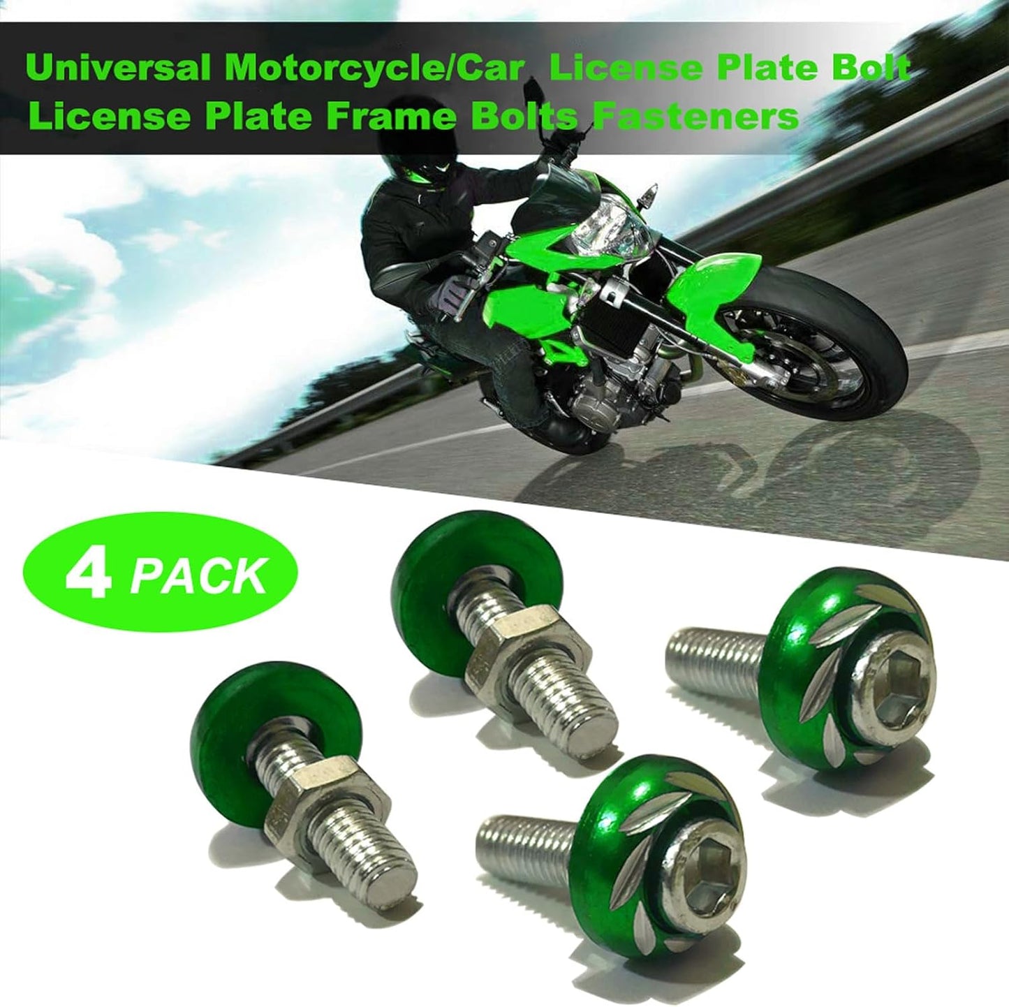 Tornillos decorativos para matrícula motocicleta M6 aluminio