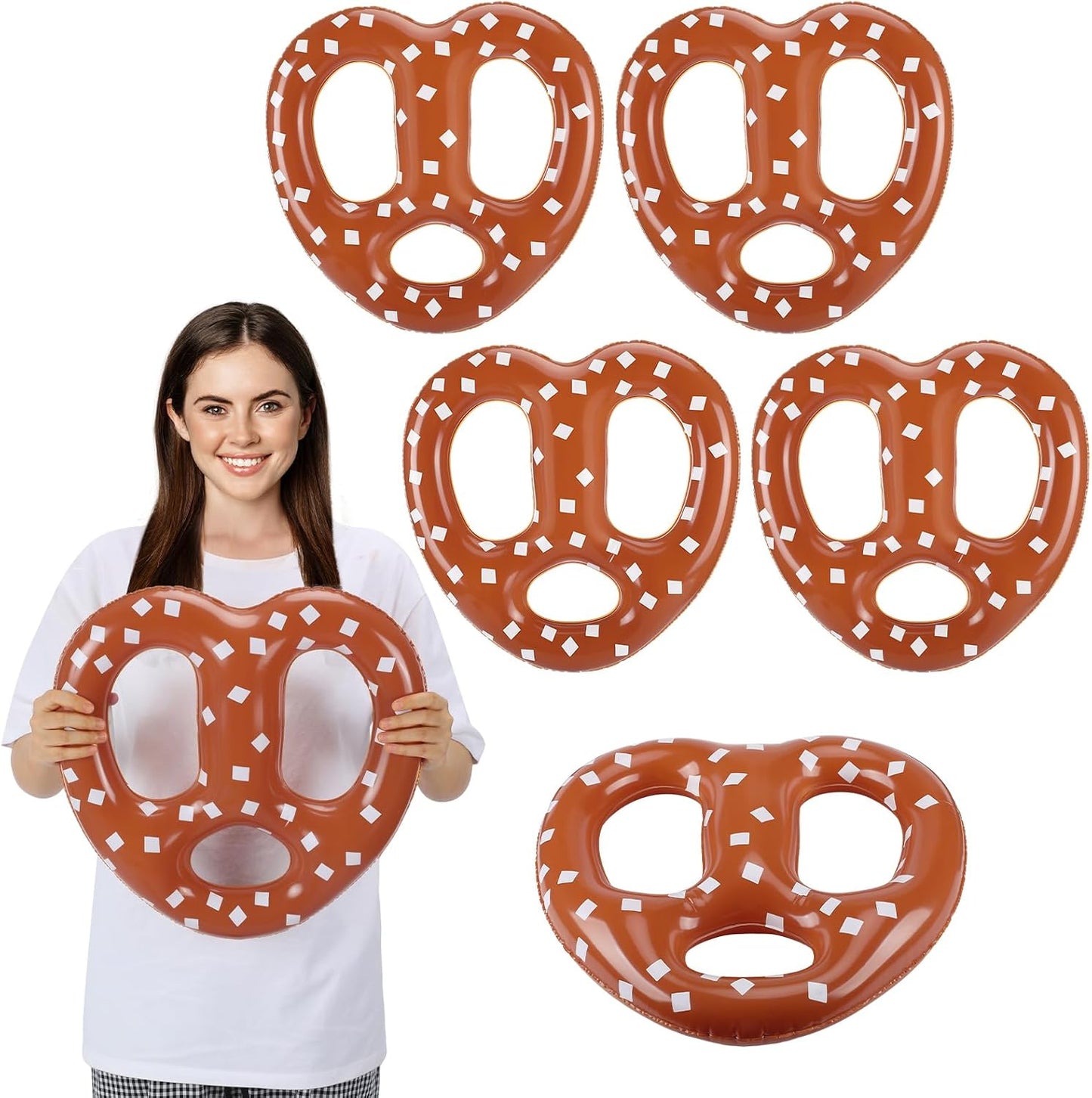 6 Pzas Pretzels Inflables Oktoberfest 15" Decoración Alemana