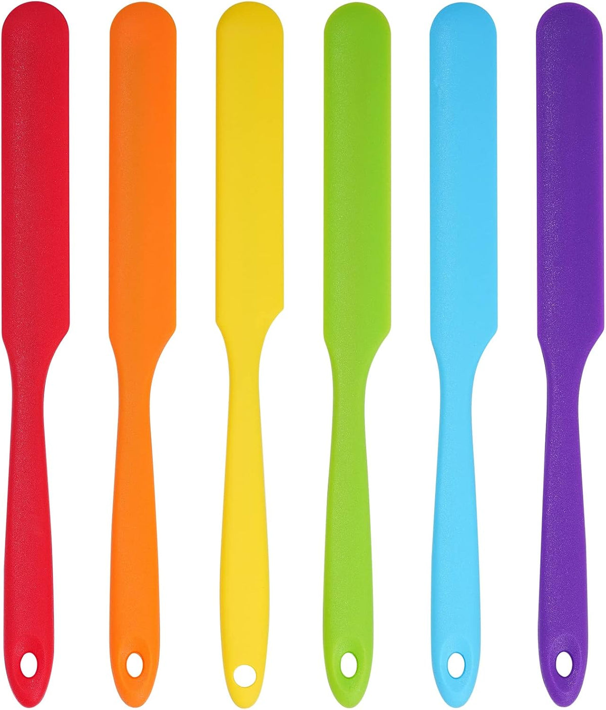 6 Espátulas Silicona Antiadherentes Mango Largo 6 Colores