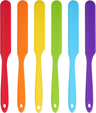 6 Espátulas Silicona Antiadherentes Mango Largo 6 Colores