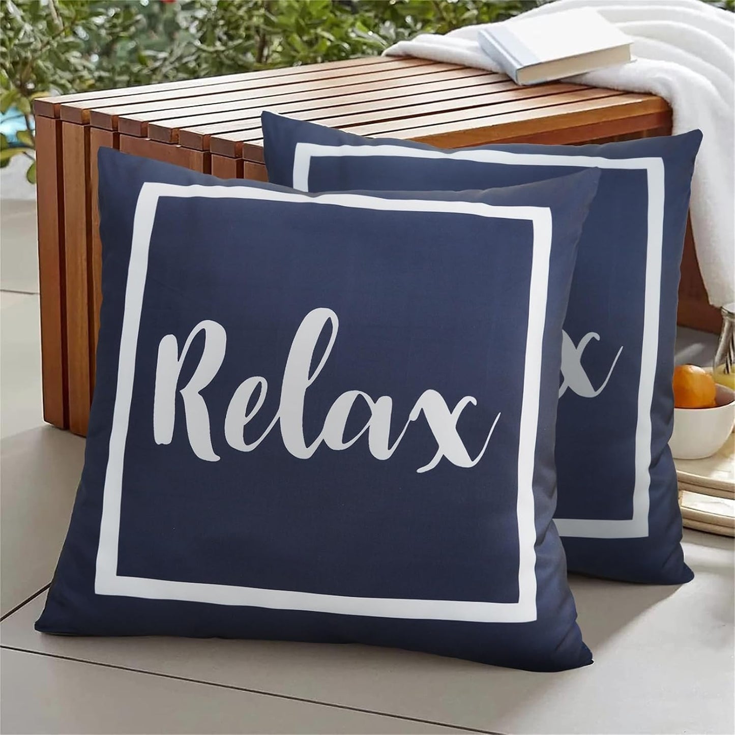 2 Pzas Fundas Almohada Impermeables 18x18" Azul y Blanco