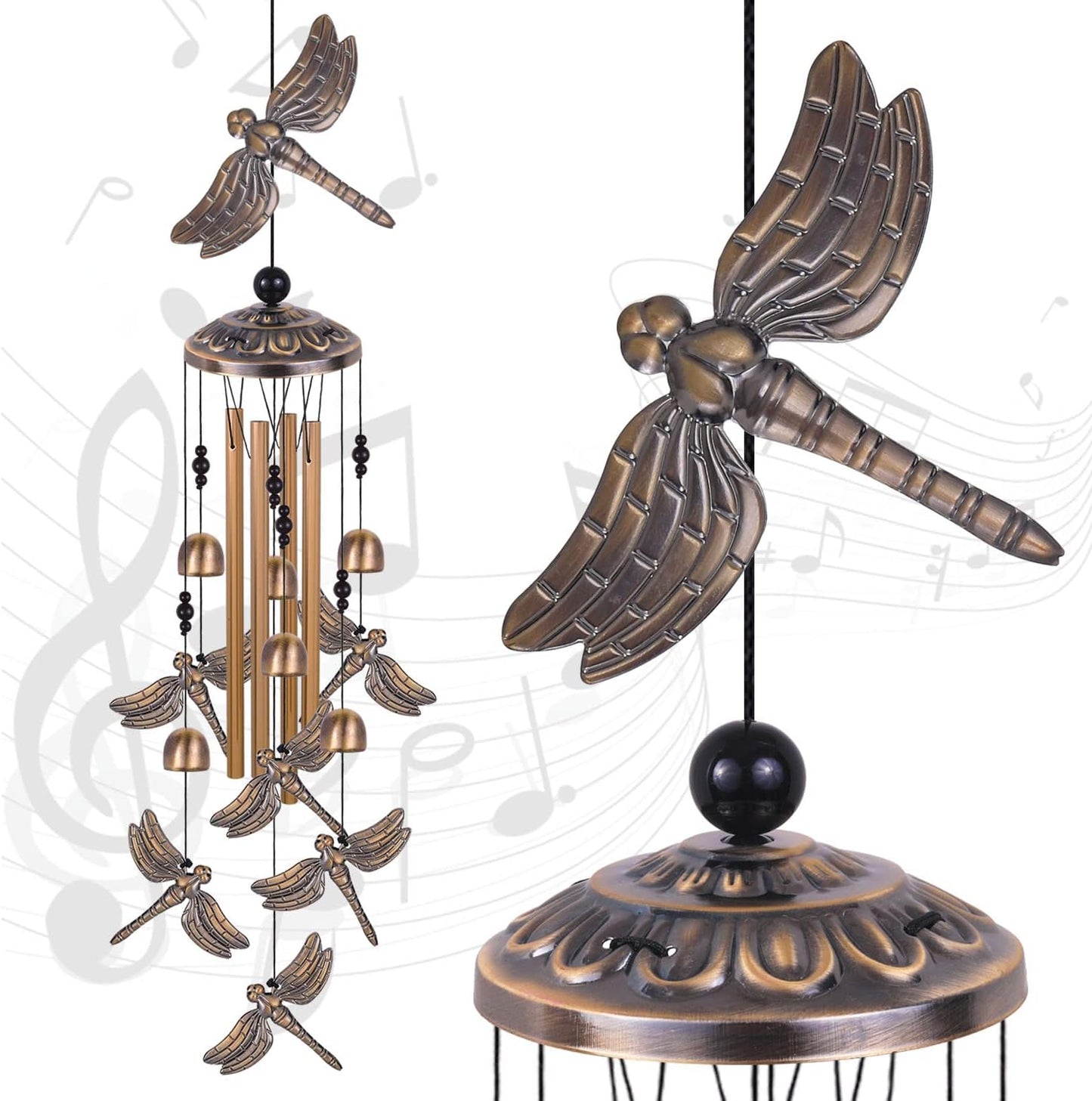 Campanas viento libélula bronce jardín patio decoración