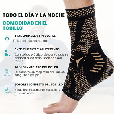 Tobillera compresión cobre 2 pzas negro