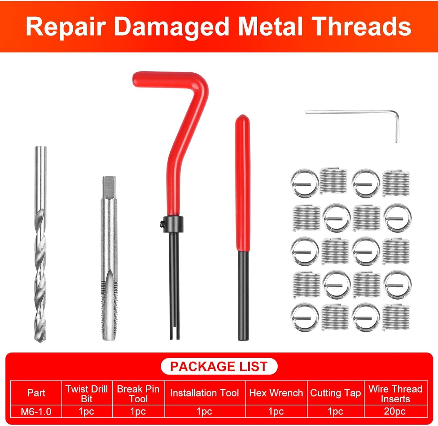 Kit reparación roscas M6 X 1.0mm con brocas HSS