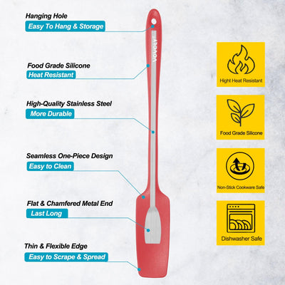 2 Pack Espátulas Silicona Mango Largo Resistente Calor