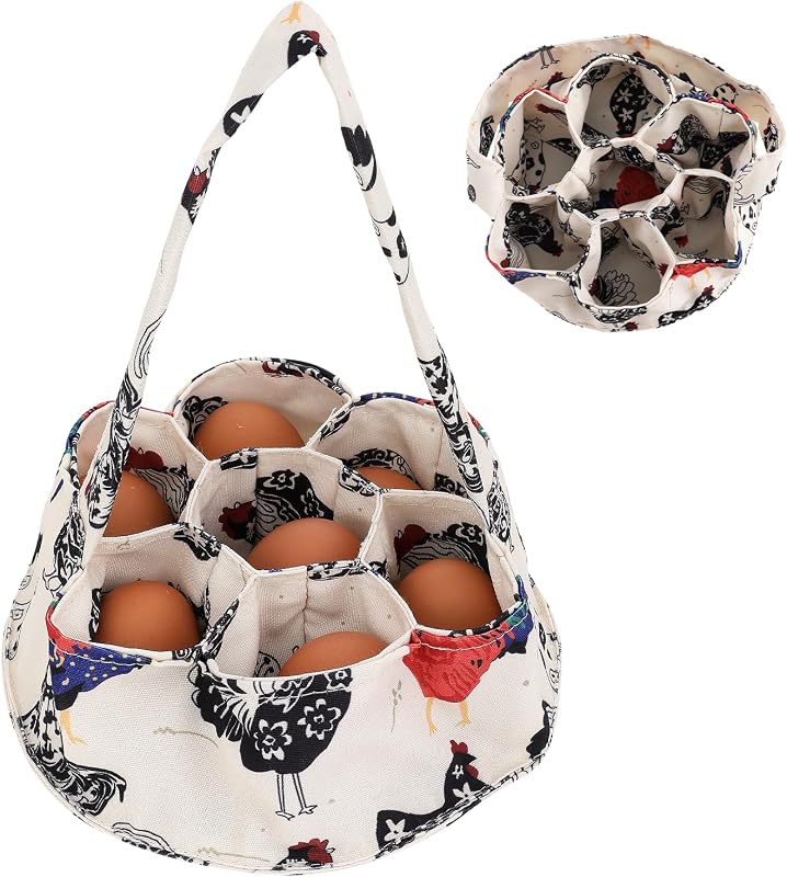 Cesta recolección huevos 7 bolsas antiaplastamiento portátil