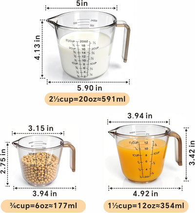 Juego 3 Tazas Medidoras Plástico Apilables Multiescala