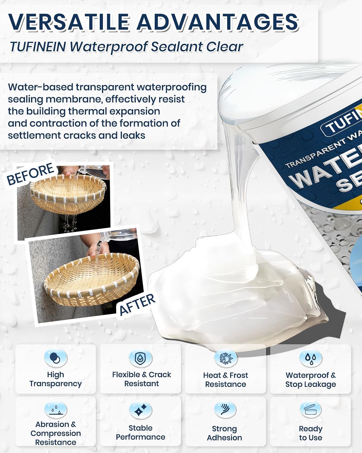 Sellador transparente impermeable 35oz para techos y jardín