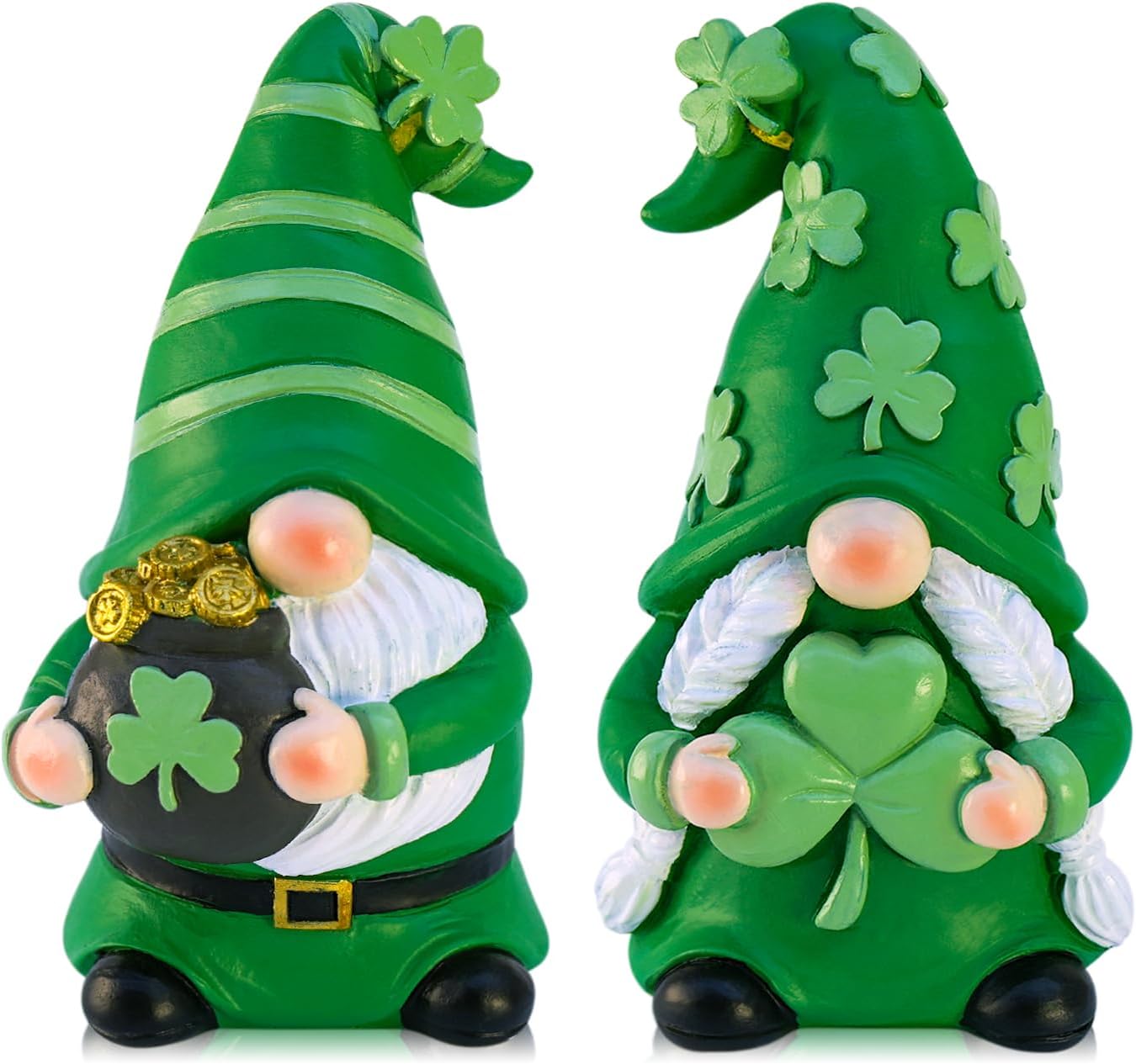 Gnomos San Patricio 2 figuras duende trébol decoración