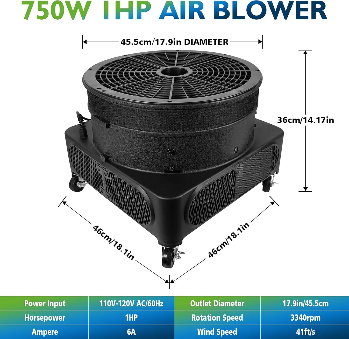 Soplador aire inflable 750w para bailarín 18pulg