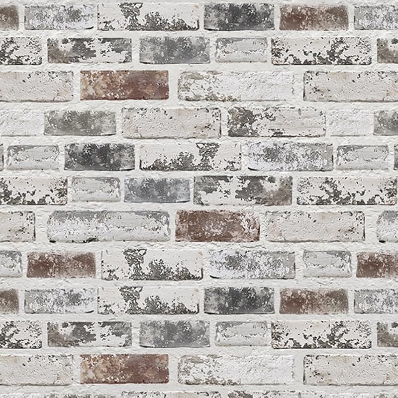 Papel tapiz vintage ladrillo 17.3x236" gris y marrón