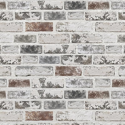 Papel tapiz vintage ladrillo 17.3x236" gris y marrón