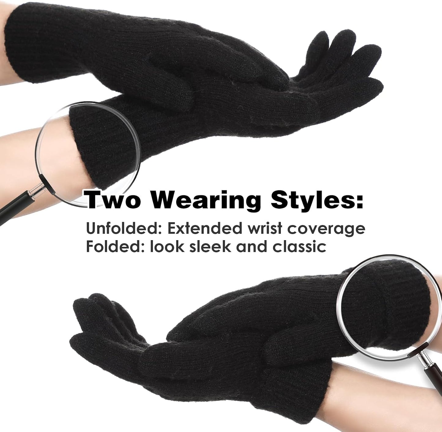 Guantes invierno mujer pantalla táctil elásticos suaves forro punto
