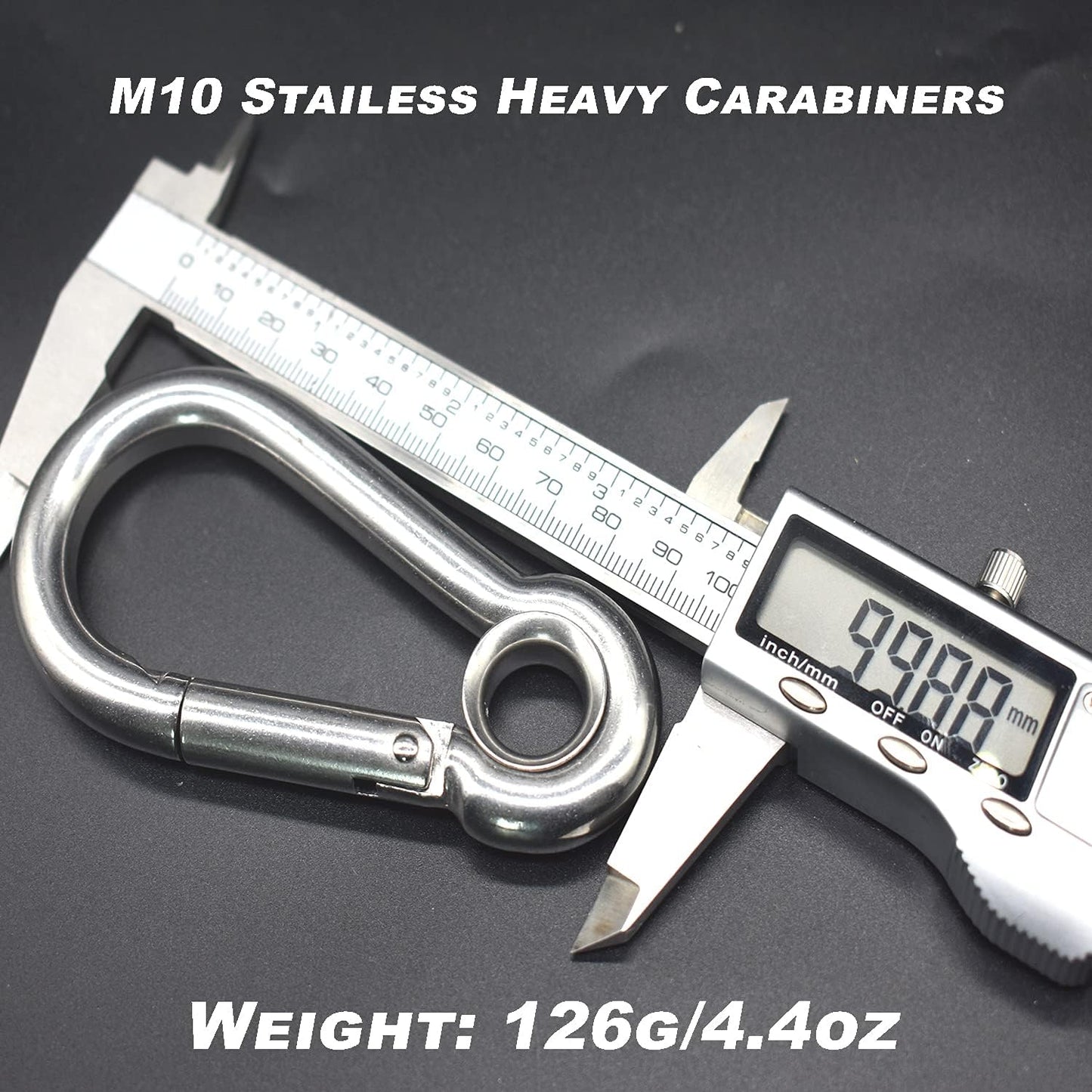 10 Pzas Mosquetón Acero Inox M5 2pulg Agujero Redondo