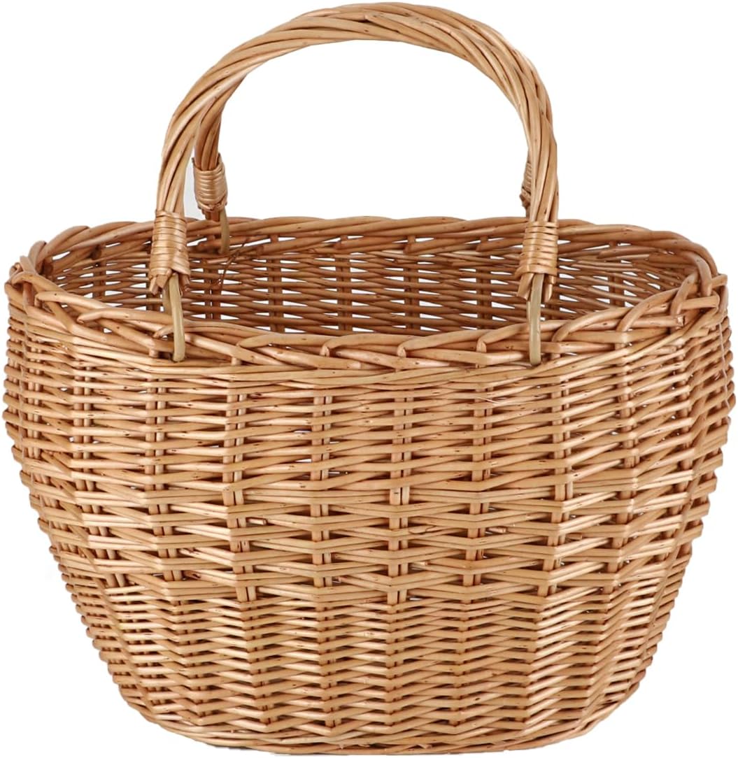 Cesta mimbre para picnic jardín cosecha mercado