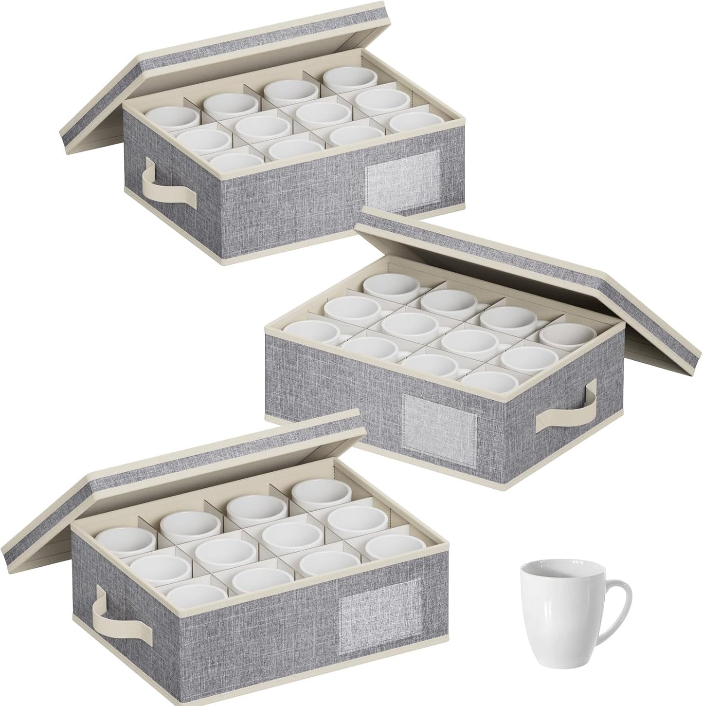 Caja organizadora tazas té 24 compartimentos apilable
