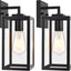 2 Apliques Exteriores Impermeables E26 Vidrio Templado Negro