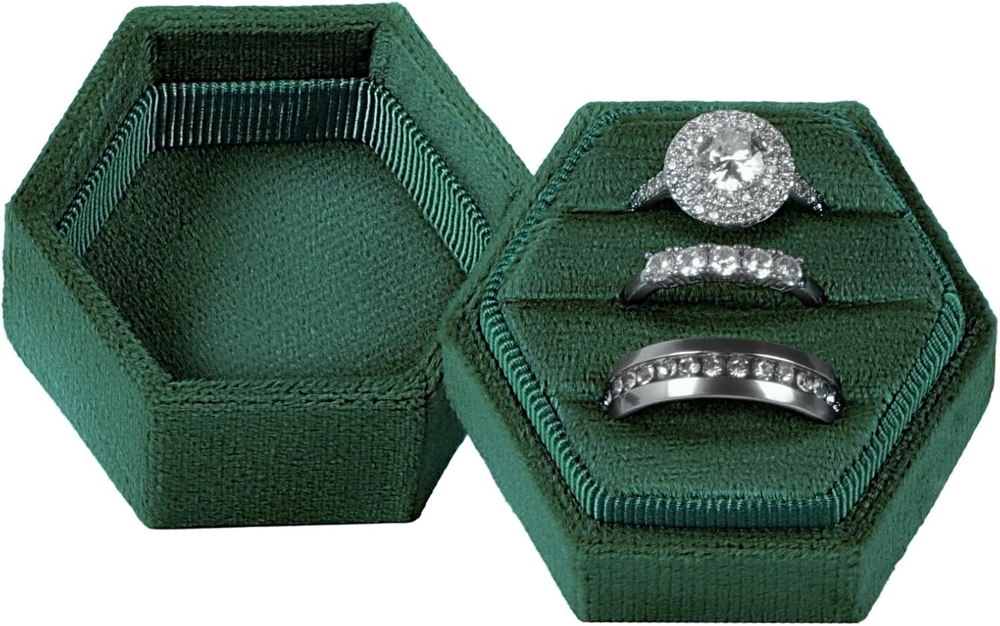 Caja terciopelo anillos 3 ranuras boda recuerdo