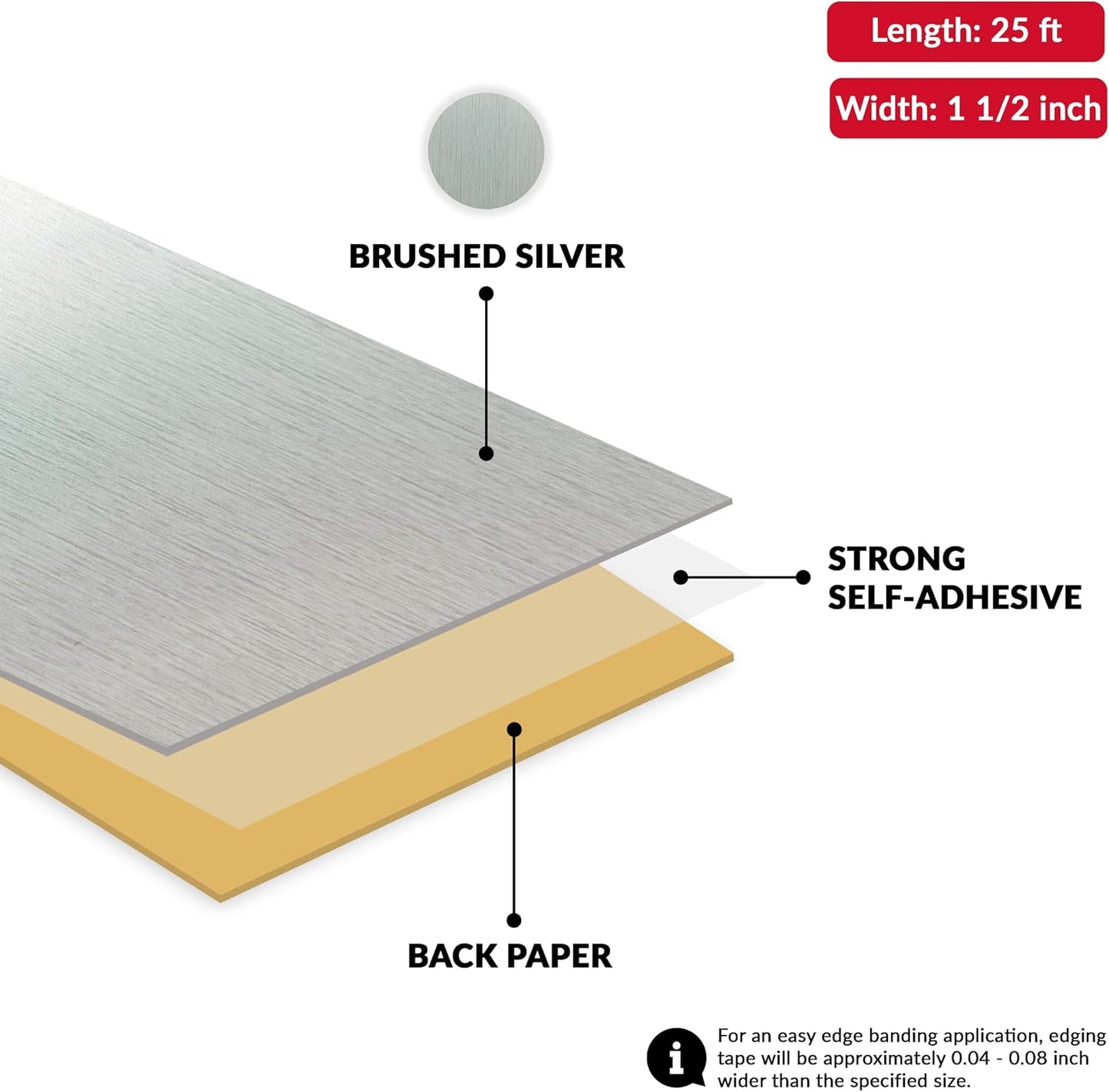 Cinta adhesiva PVC plateado cepillado 1.5pulg x25ft