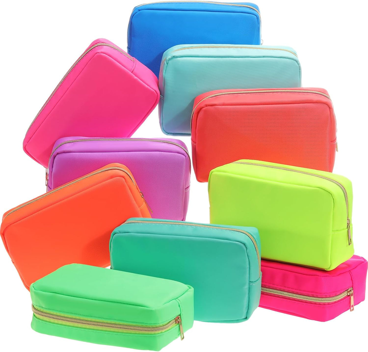 10 Bolsas Maquillaje Reutilizables Organizadoras Neón
