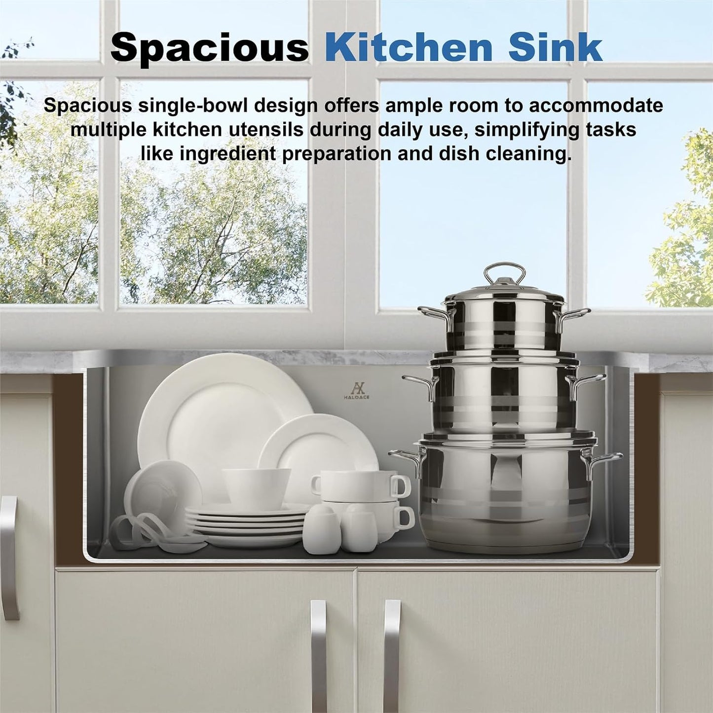 Fregadero cocina acero inox 304 33pulg con estante